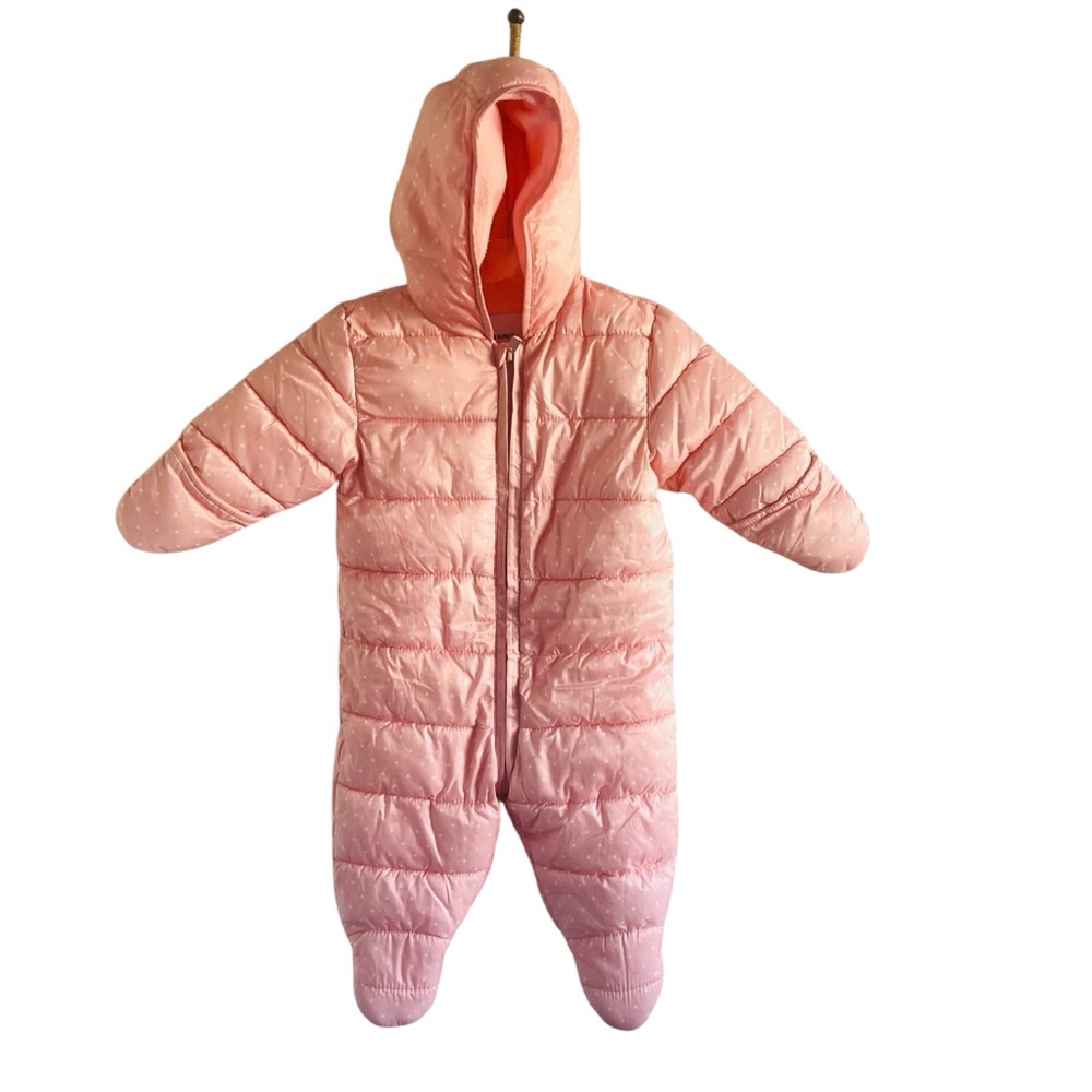 Old Navy Pink Quilted Footie Hooded Snow Suit